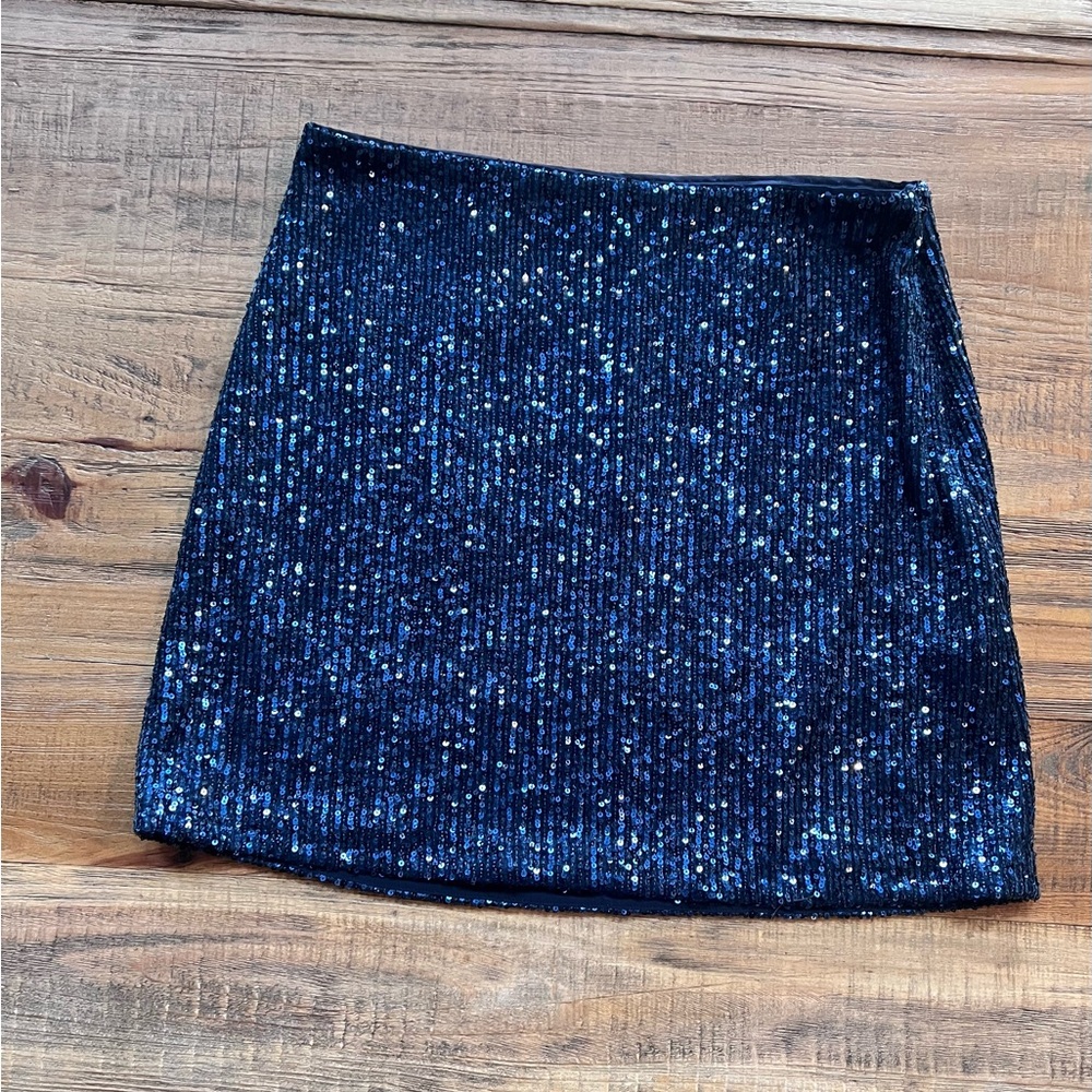 Banana Republic Blue Sequin Mini Skirt | Size 6 Tall | Party Statement Piece
